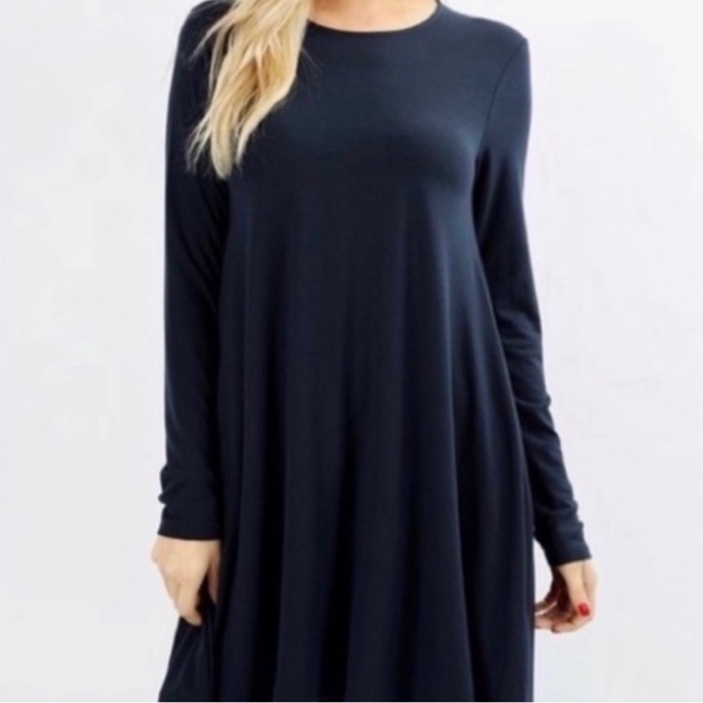 LONG SLEEVE TUNIC / MINI DRESS WITH SIDE POCKETS.